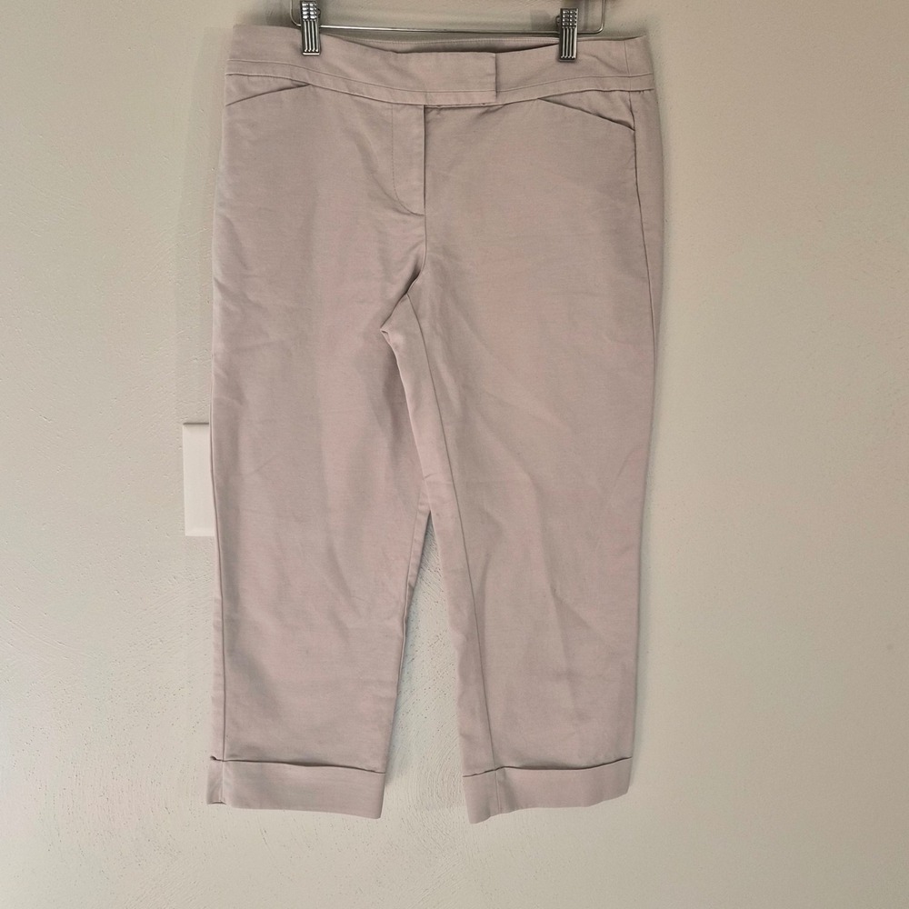 Ann Taylor Signature Womens Cuffed Capri Pants Sz 6 Khaki Workwear Preppy Chino